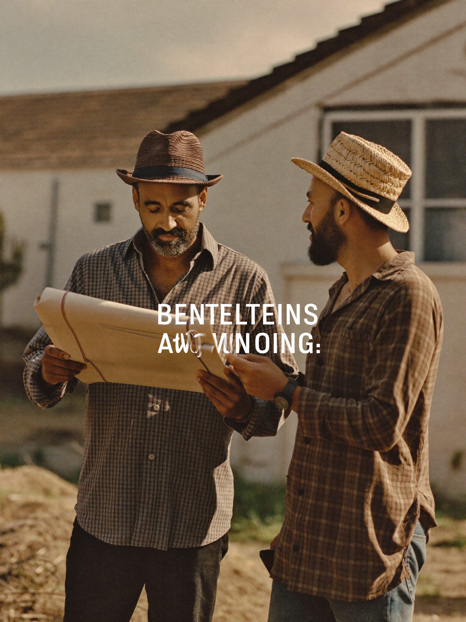 Two people discussing an agricultural business plan across a farm table