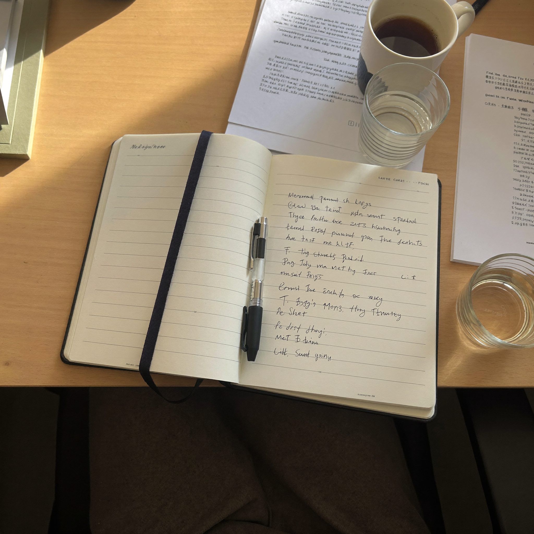 Notebook and pen laid out for financial planning and forecasting work